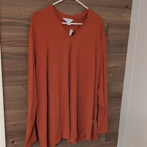 Liz Claiborne Cozy V-Neck Long Sleeve Tunic - Rust Orange